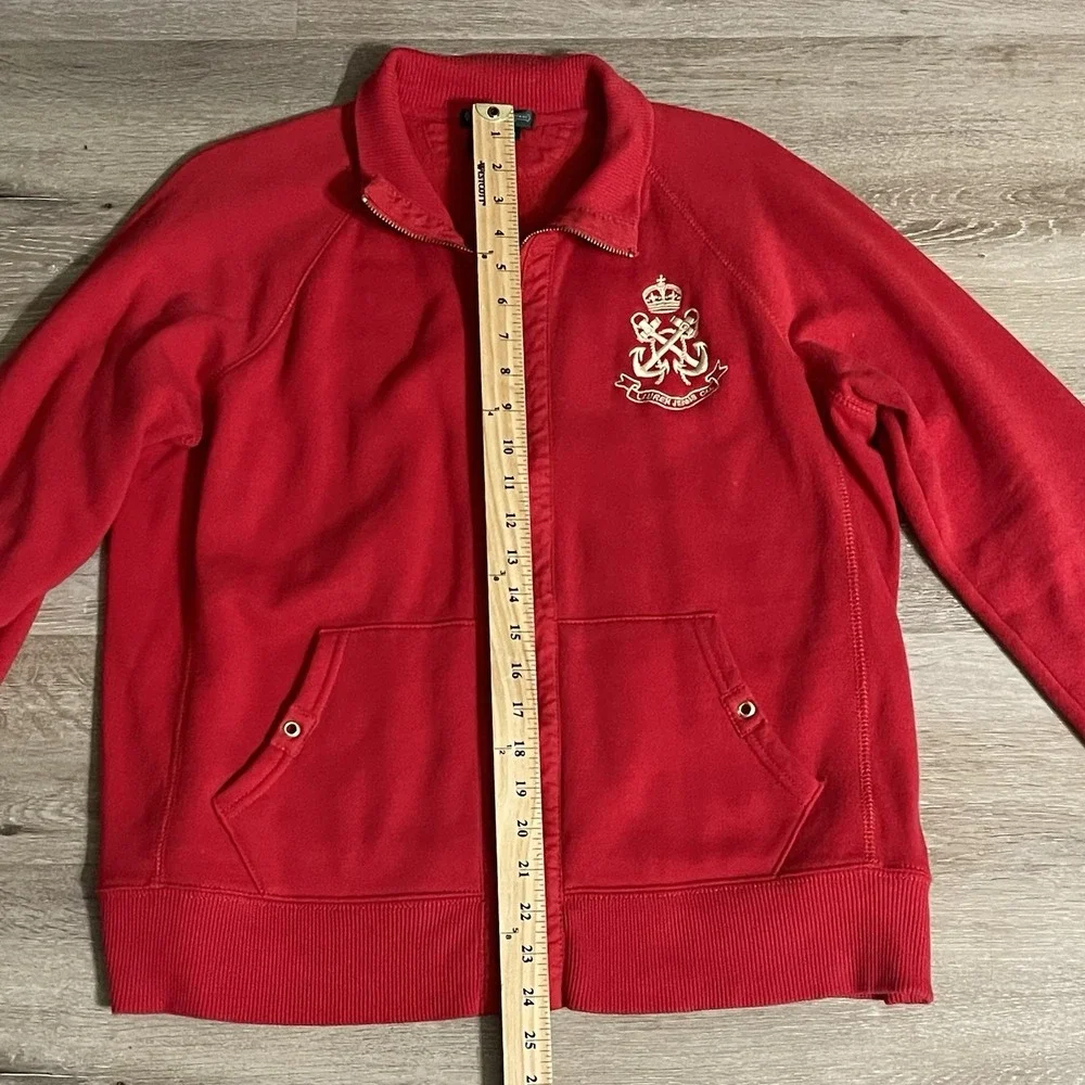 Vintage Ralph Lauren Jeans Co Full Zip Jacket Womens L Red Gold Crest Collar - Picture 3 of 8